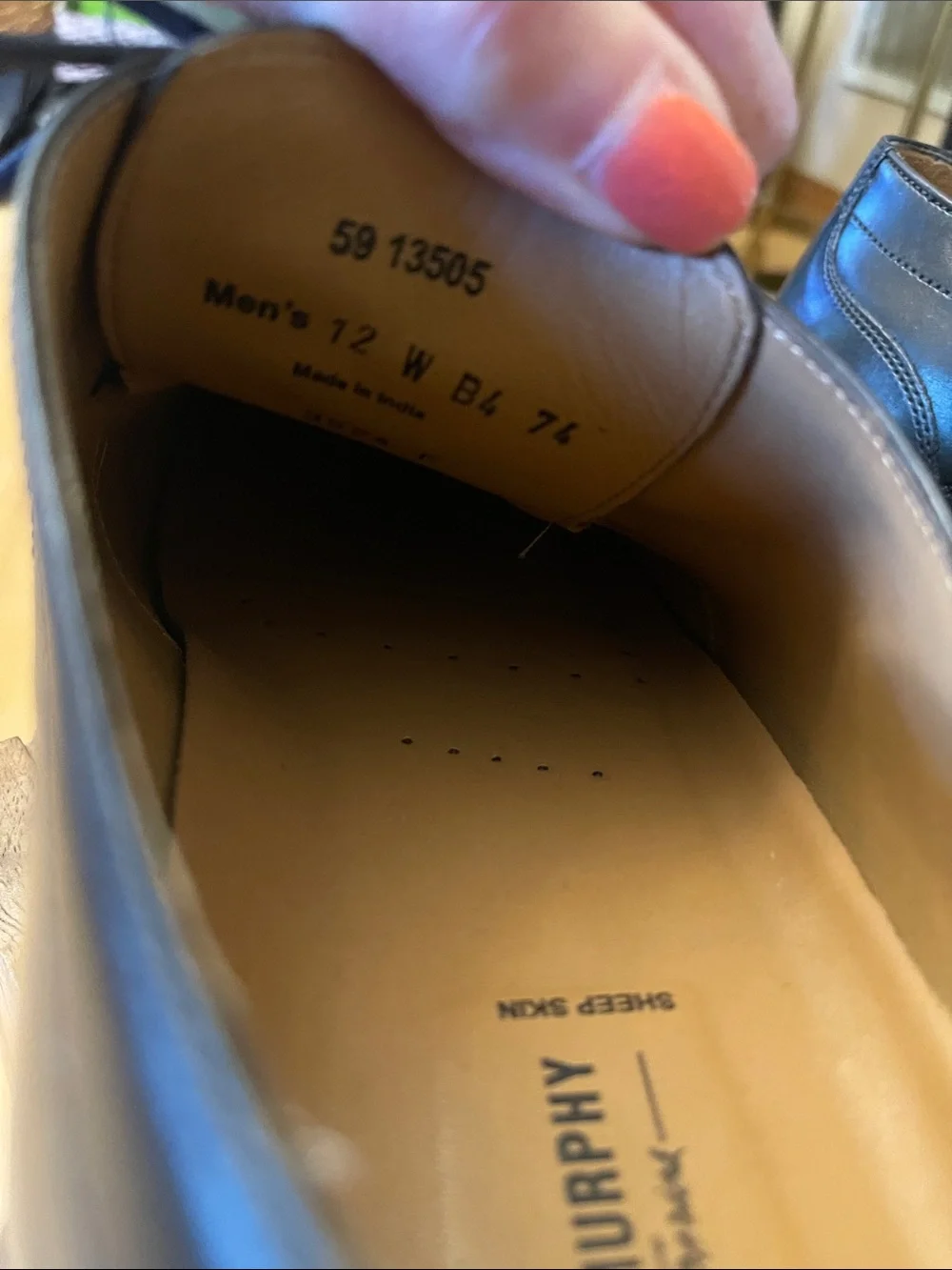 Johnston & Murphy toe interior